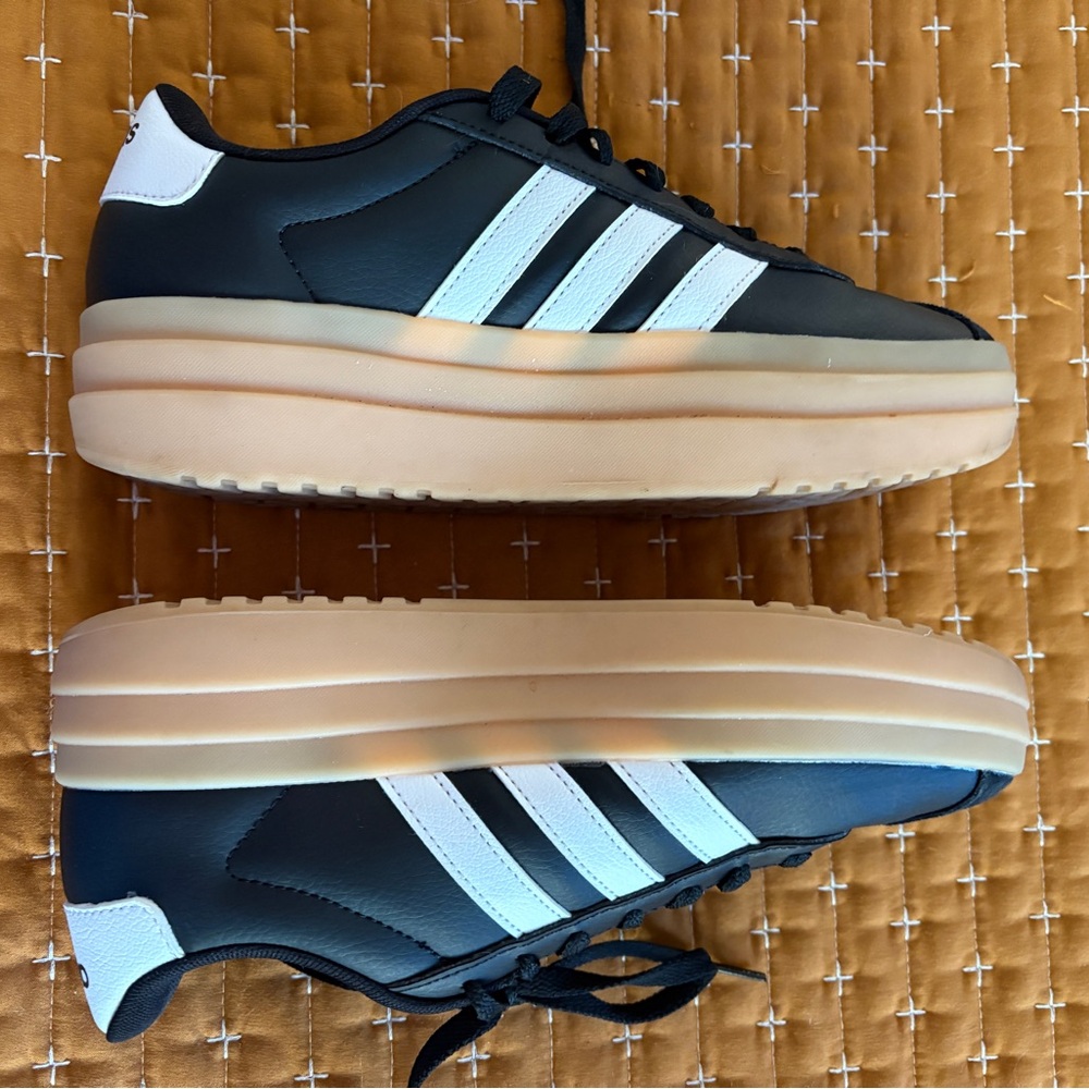 Adidas Men's Black and White Platform Sneakers